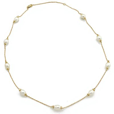 9ct Yellow & Oval Freshwater Pearl Necklace