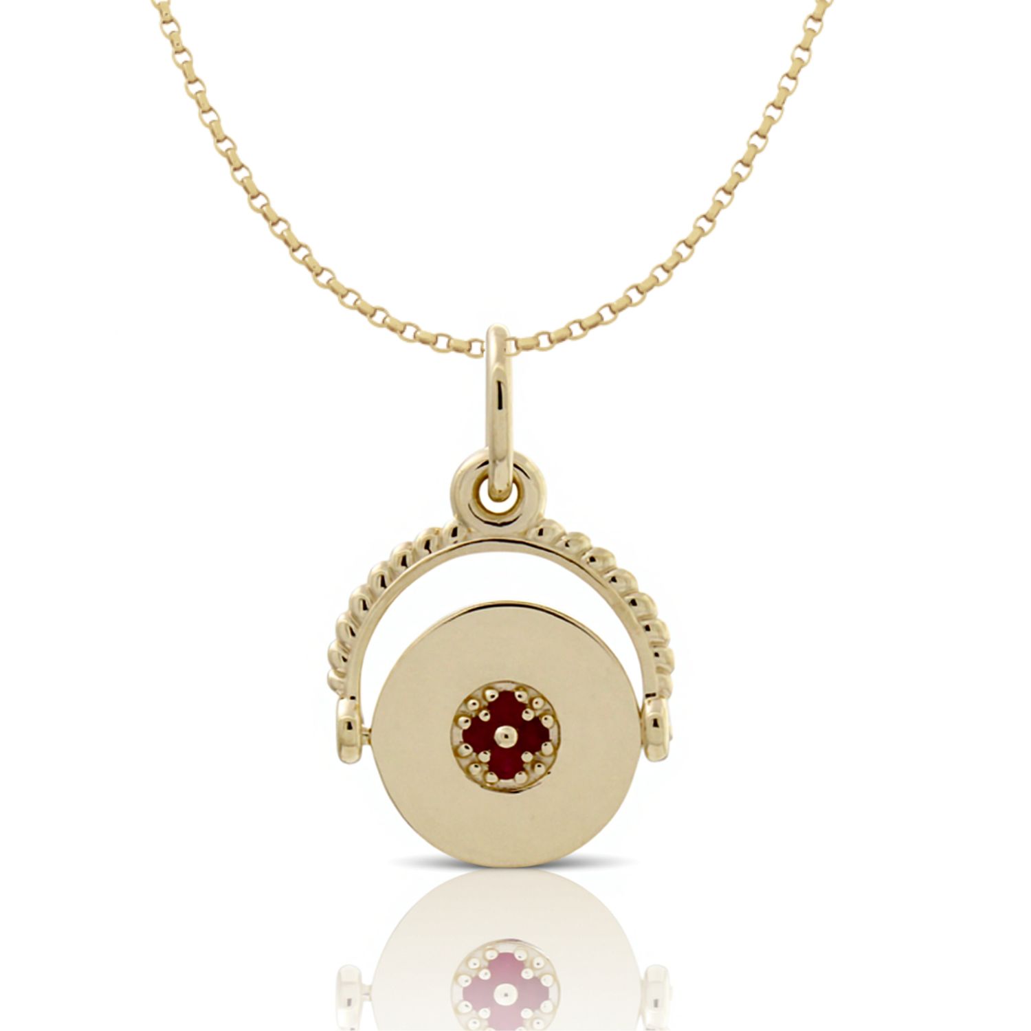 9ct Yellow Gold Ruby Spinner Pendant