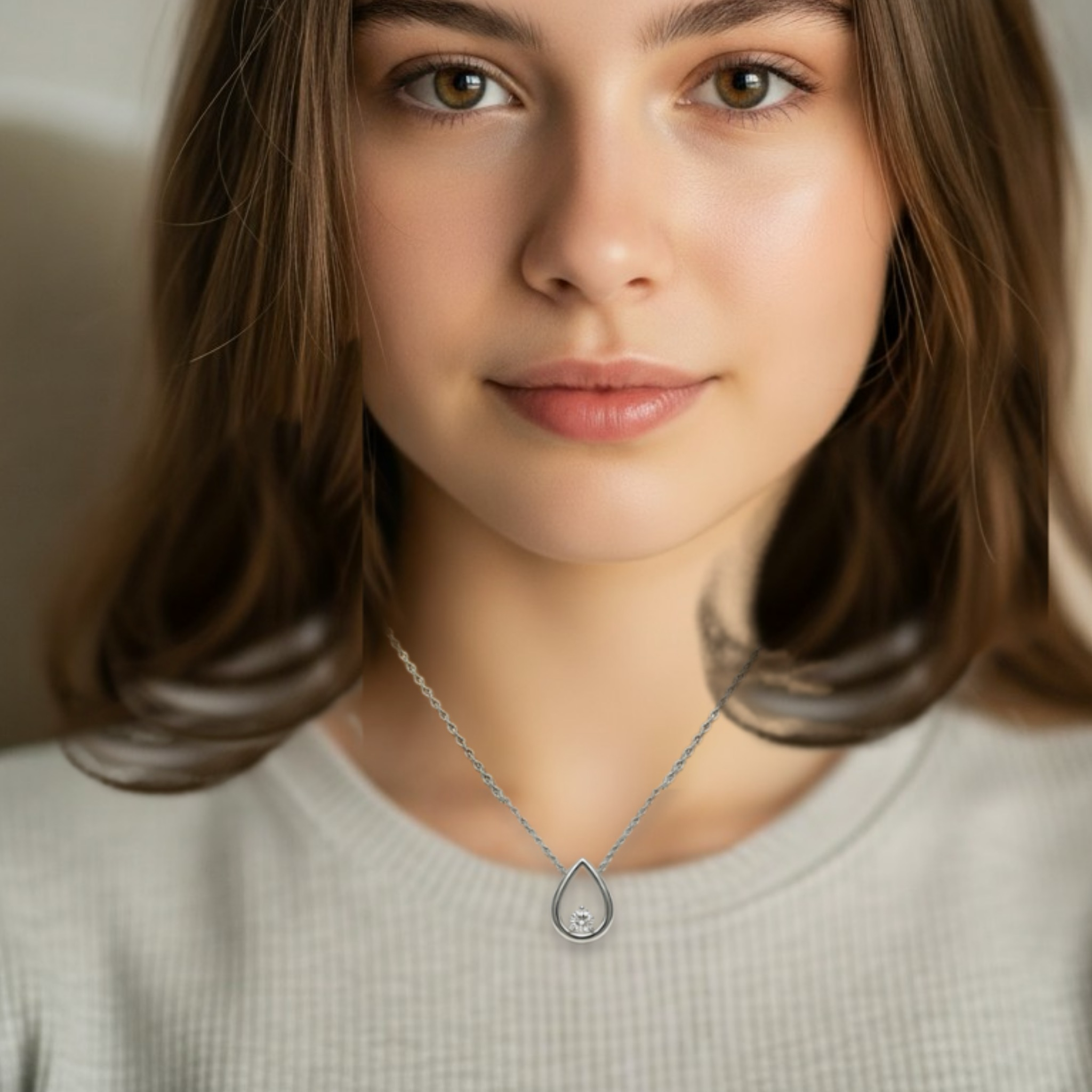 9W Open Pear Shape Diamond Pendant