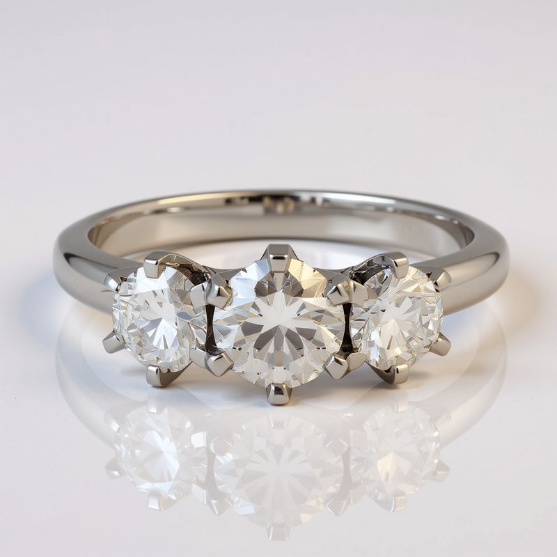 18W Round Diamond Trilogy Ring TDW=0.915ct