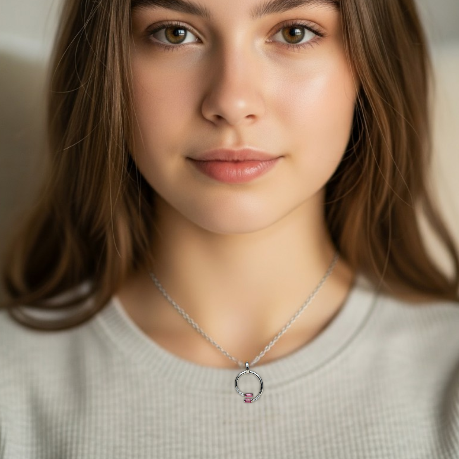 9W Diamond & Pink Tourmaline Pendant