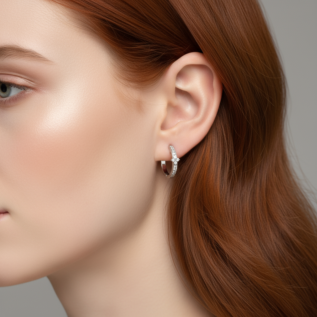 9W Diamond Huggie Earrings TDW 0.14cts