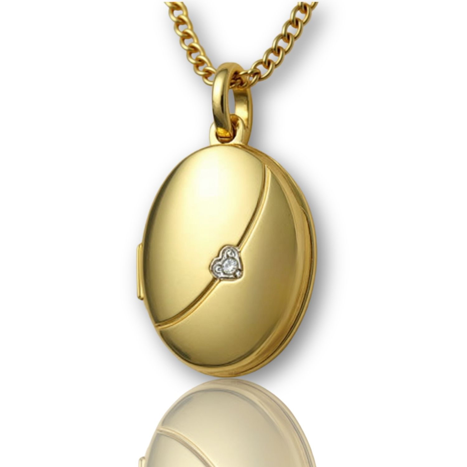 9Y Diamond Set Oval Locket