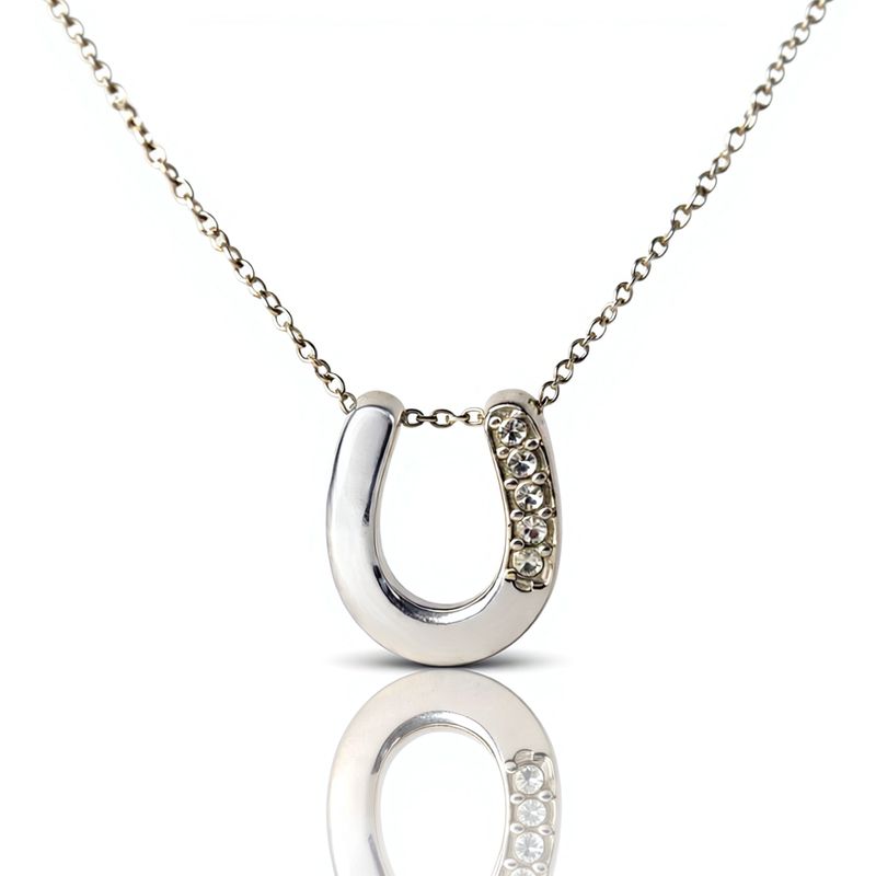 Sterling Silver Horse Shoe CZ Pendant