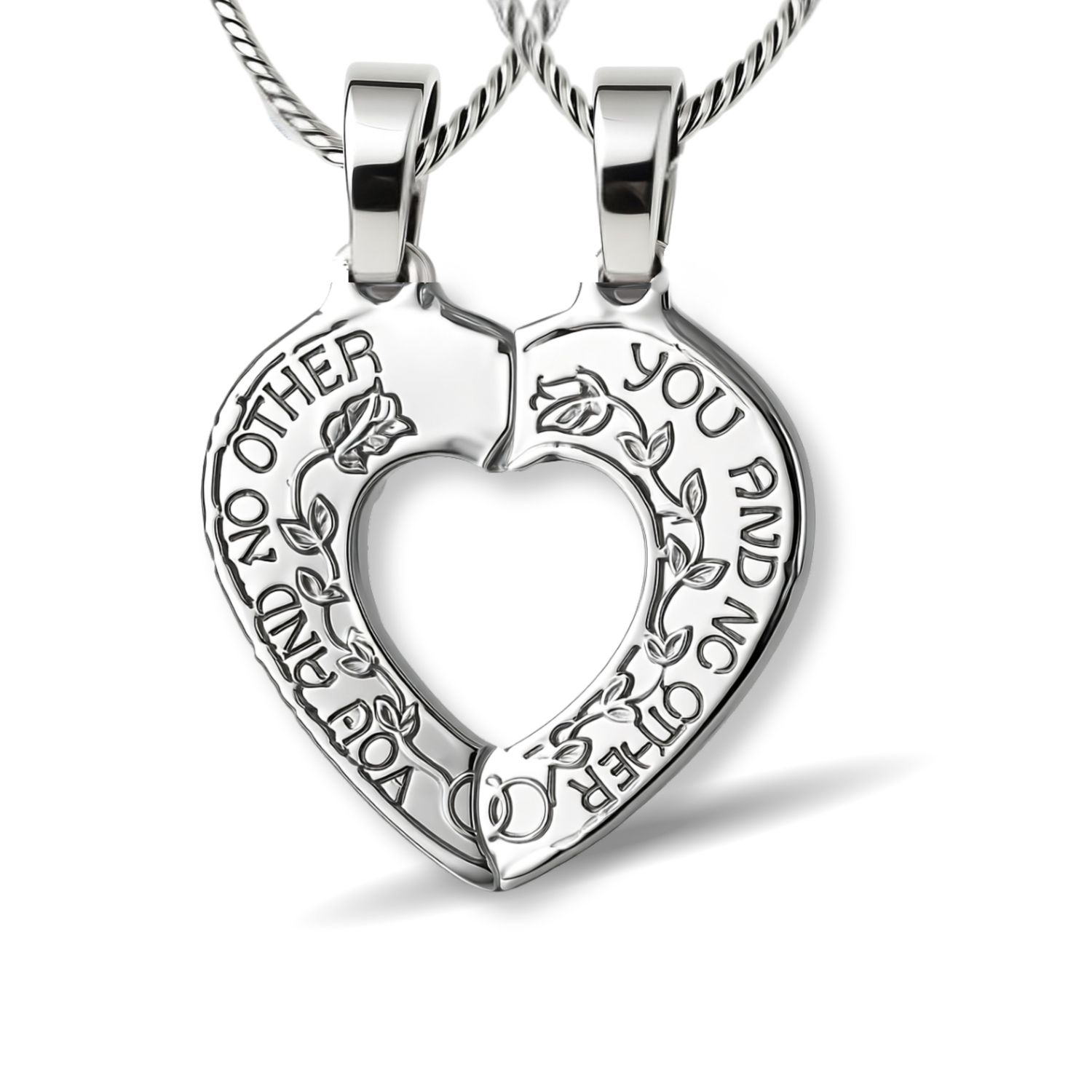 Break Apart-Sterling Silver Heart Pendant & Chains