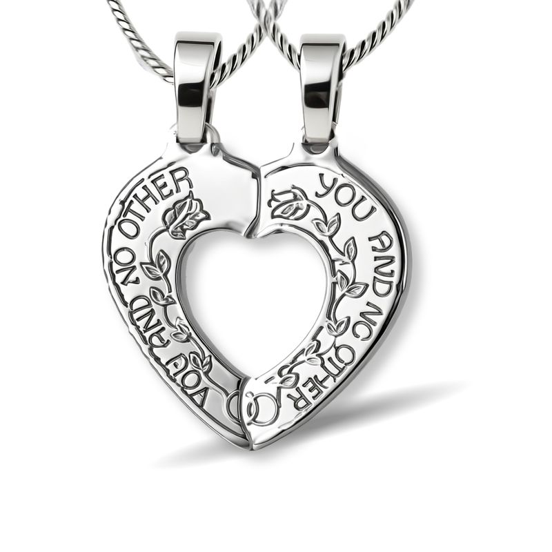 Break Apart-Sterling Silver Heart Pendant & Chains