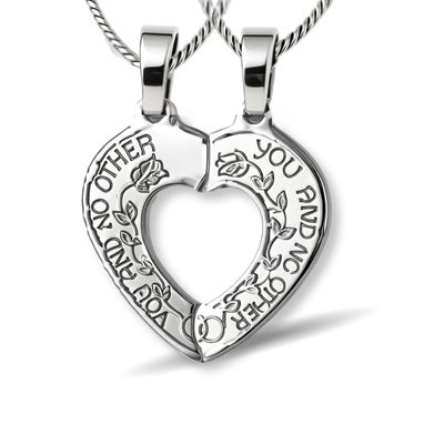 Break Apart-Sterling Silver Heart Pendant & Chains Break Apart-Sterling Silver Heart Pendant & Chains