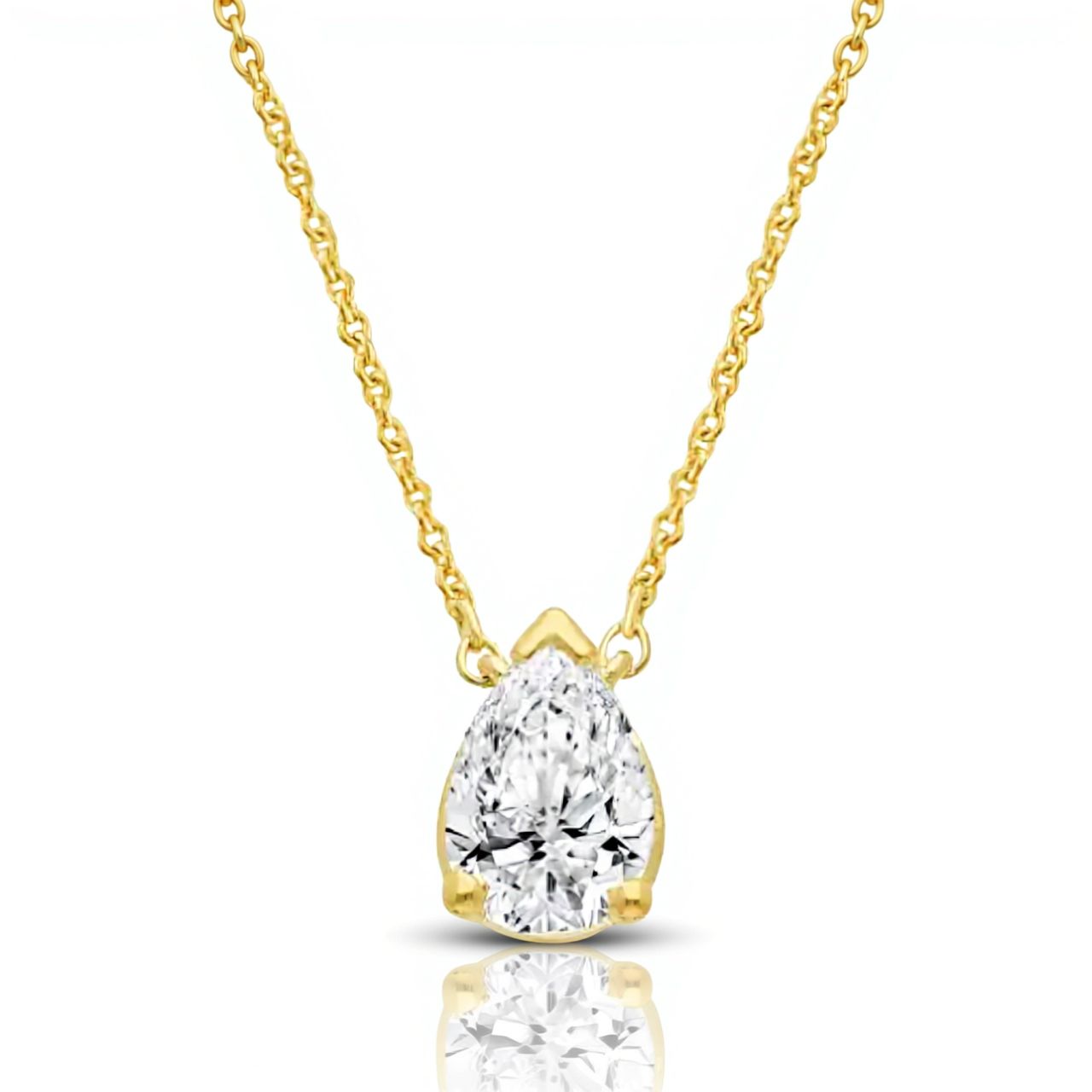 9ct Yellow Lab Grown Pear Cut Diamond Necklace