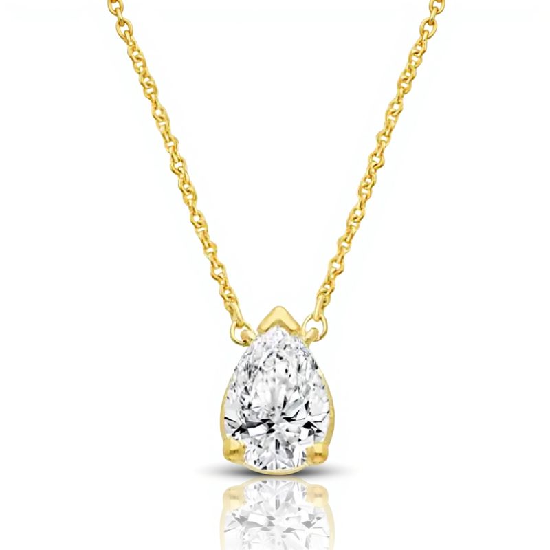 9ct Yellow Lab Grown Pear Cut Diamond Necklace