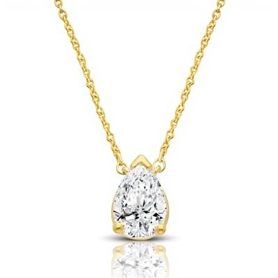 9ct Yellow Lab Grown Pear Cut Diamond Necklace