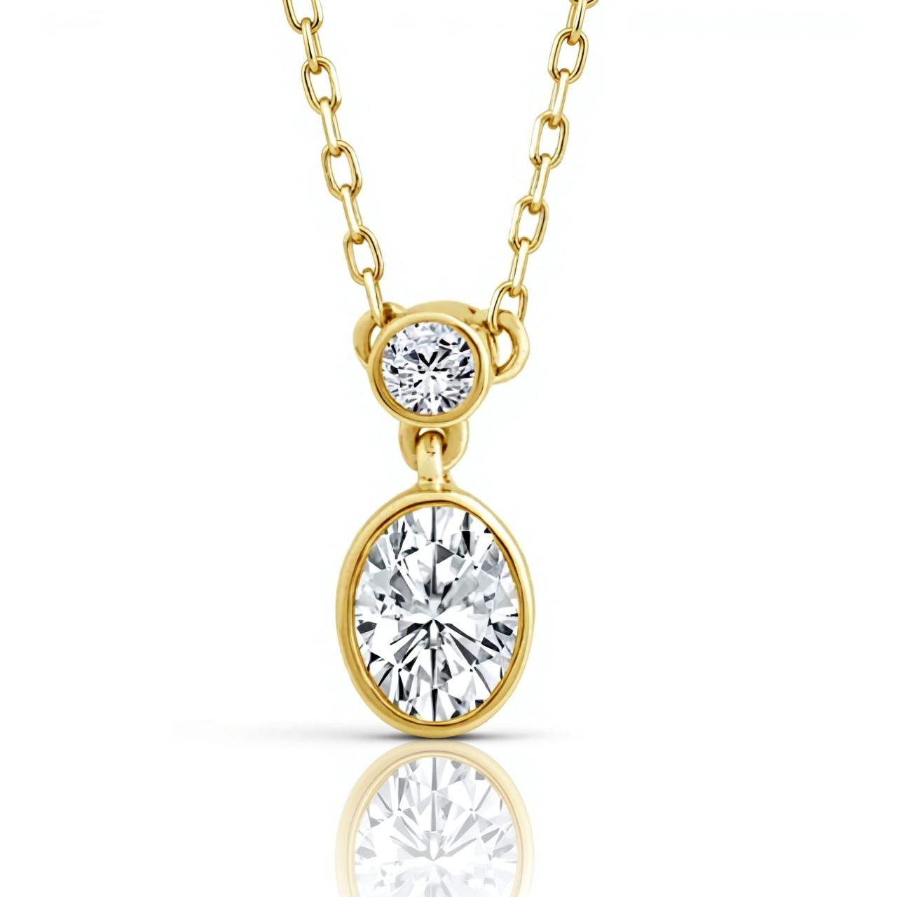 9ct Yellow Lab Grown Diamond Oval Necklace