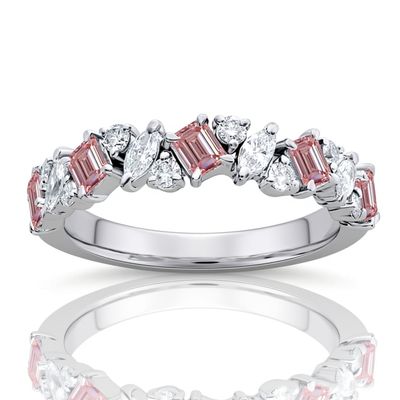 9ct White Gold Lab PINK & White Diamond Ring