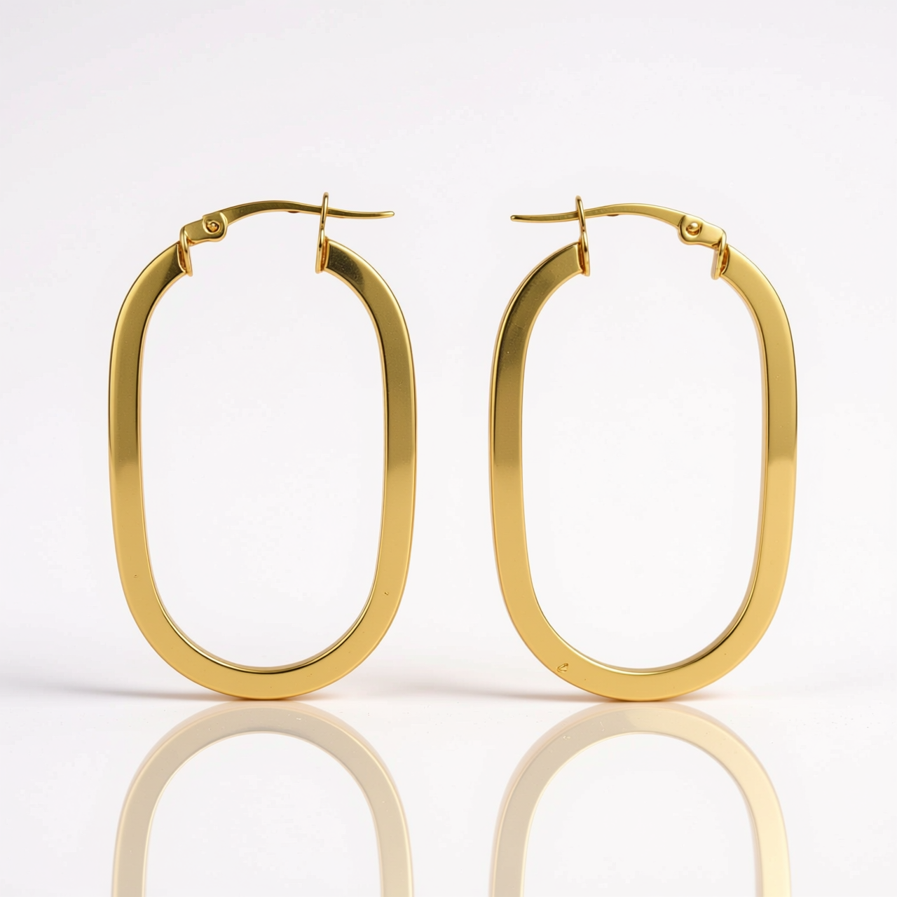 9ct Gold Flat to Oval Hoop Earrings