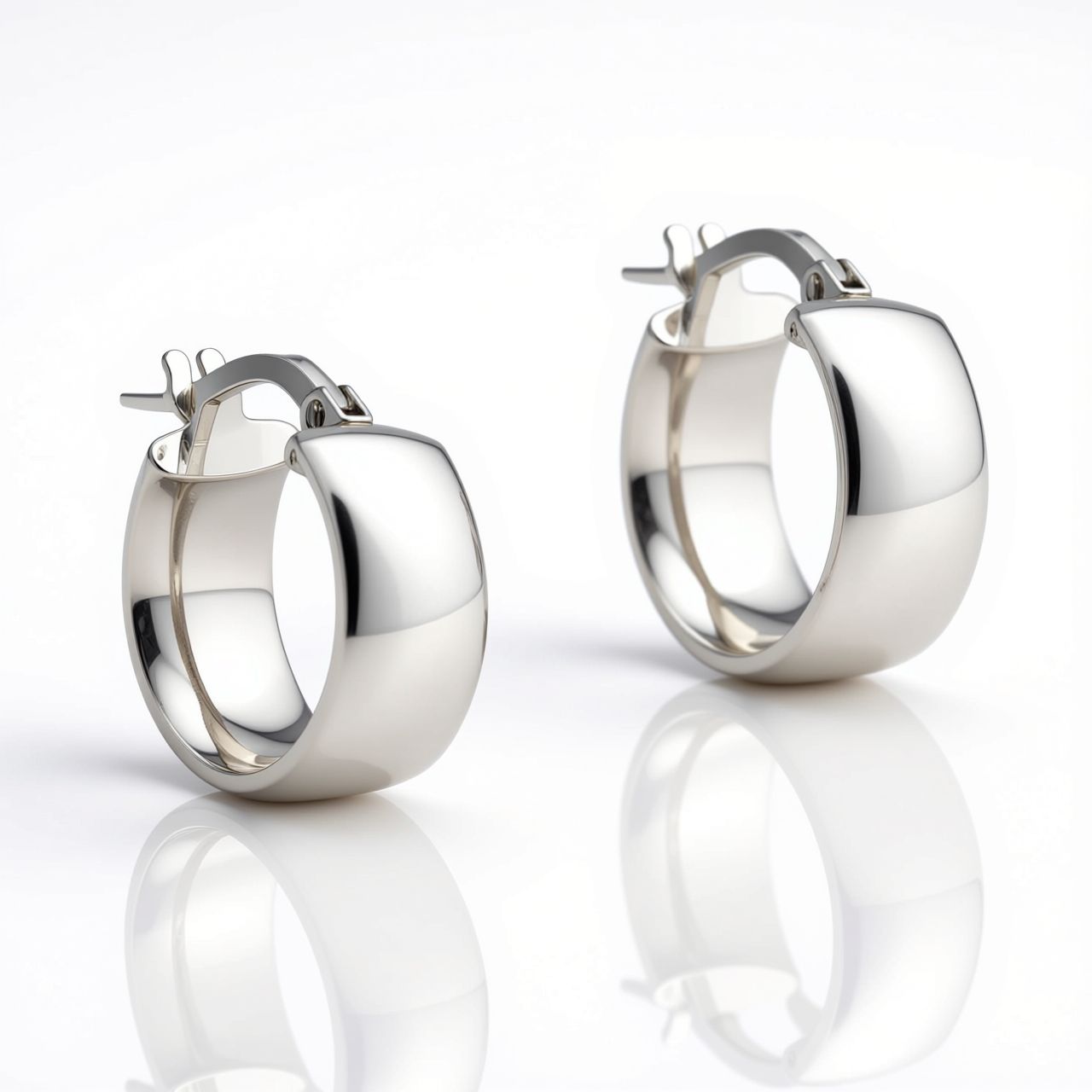 9ct White Gold Hoop Earrings