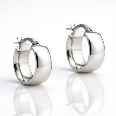 9ct White Gold Hoop Earrings