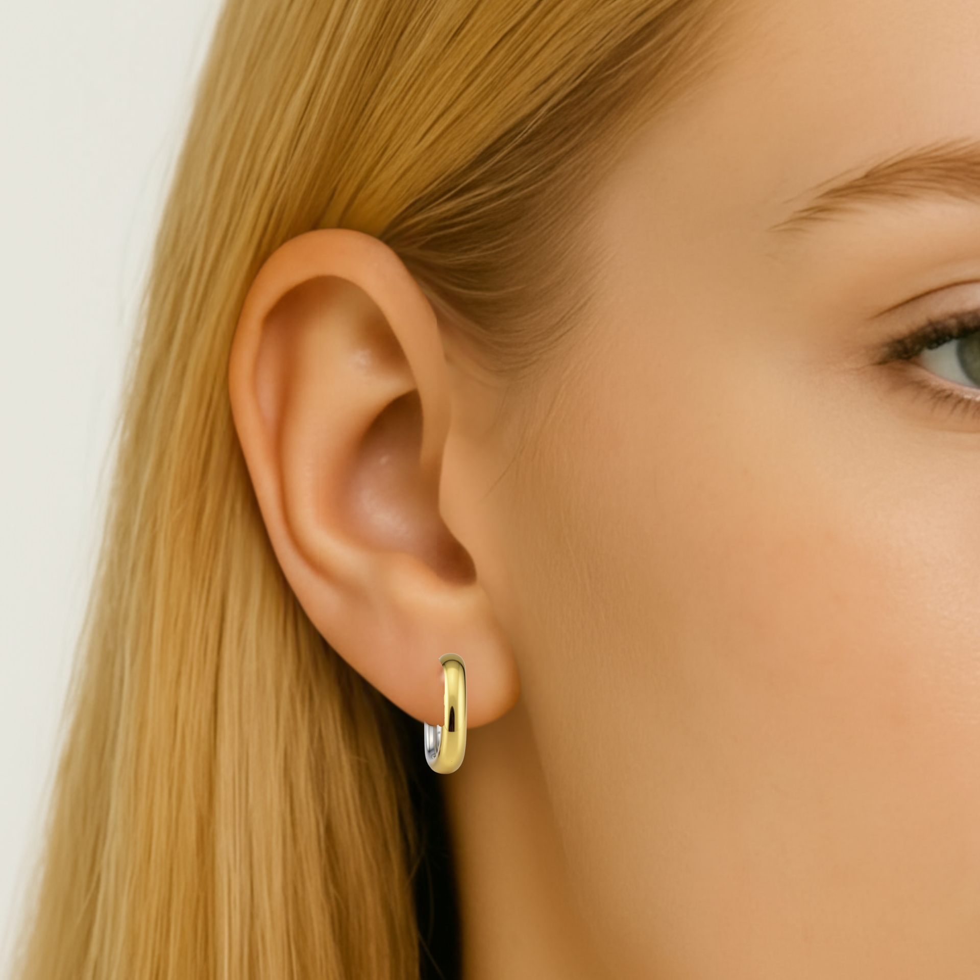 9ct Two Tone Huggie Earrings