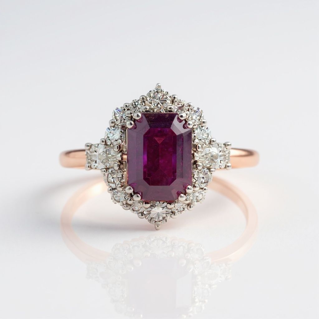 9ct Rose Gold Purple Spinel & Diamond Ring