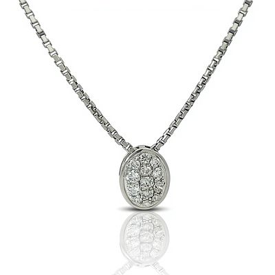 9ct White Gold Oval Diamond Cluster Slider Pendant