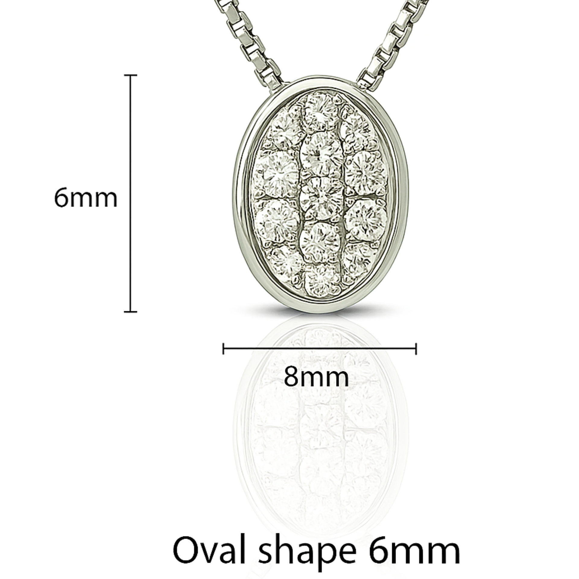 9ct White Gold Oval Diamond Cluster Slider Pendant
