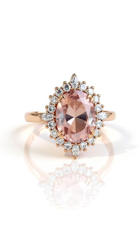 18ct Rose Gold Morganite & Diamond Ring