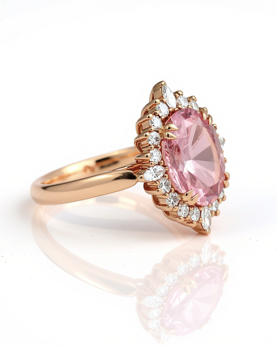18ct Rose Gold Morganite & Diamond Ring