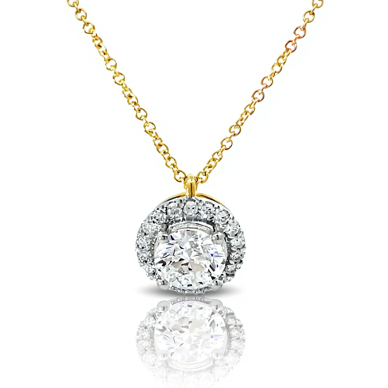 9ct Yellow Gold LAB Diamond Halo Pendant