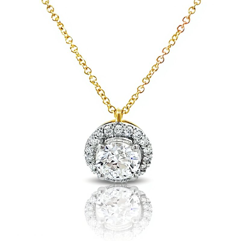 9ct Yellow Gold LAB Diamond Halo Pendant