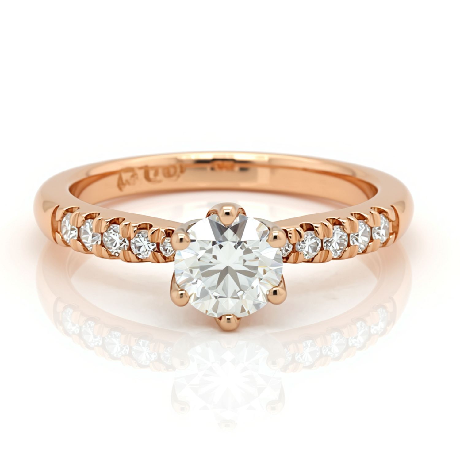 18ct Rose Gold Round Diamond Engagement Ring. (0.71ct )