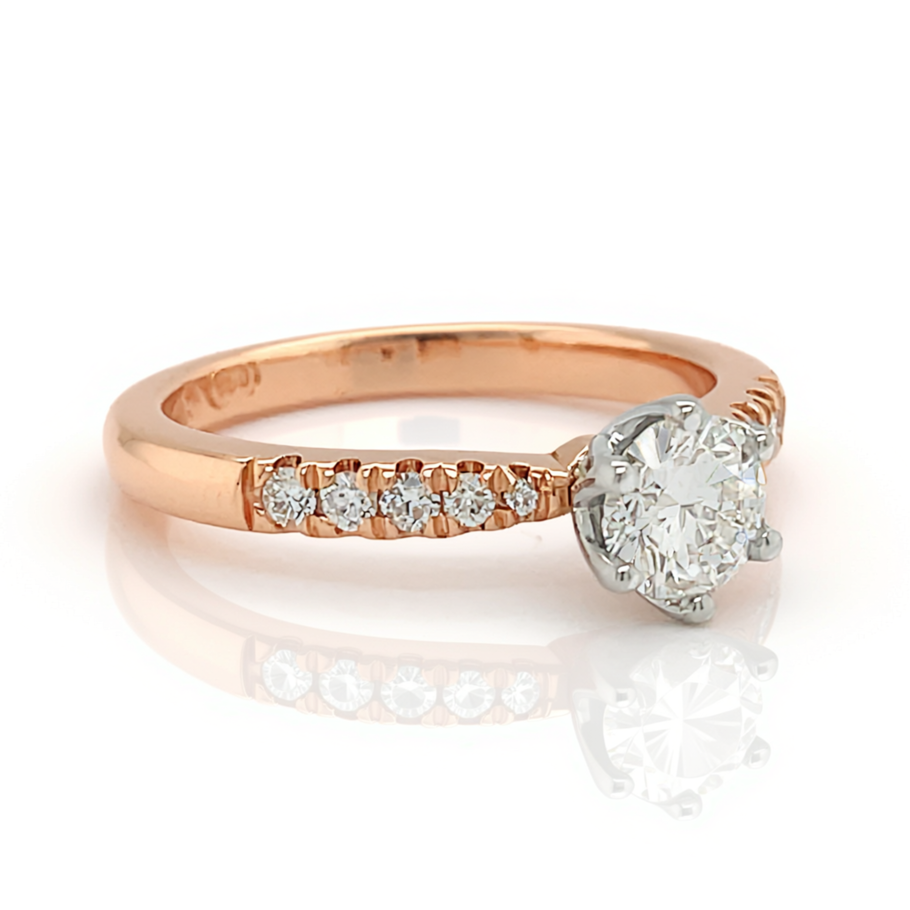 18ct Rose Gold Round Diamond Engagement Ring. (0.71ct )