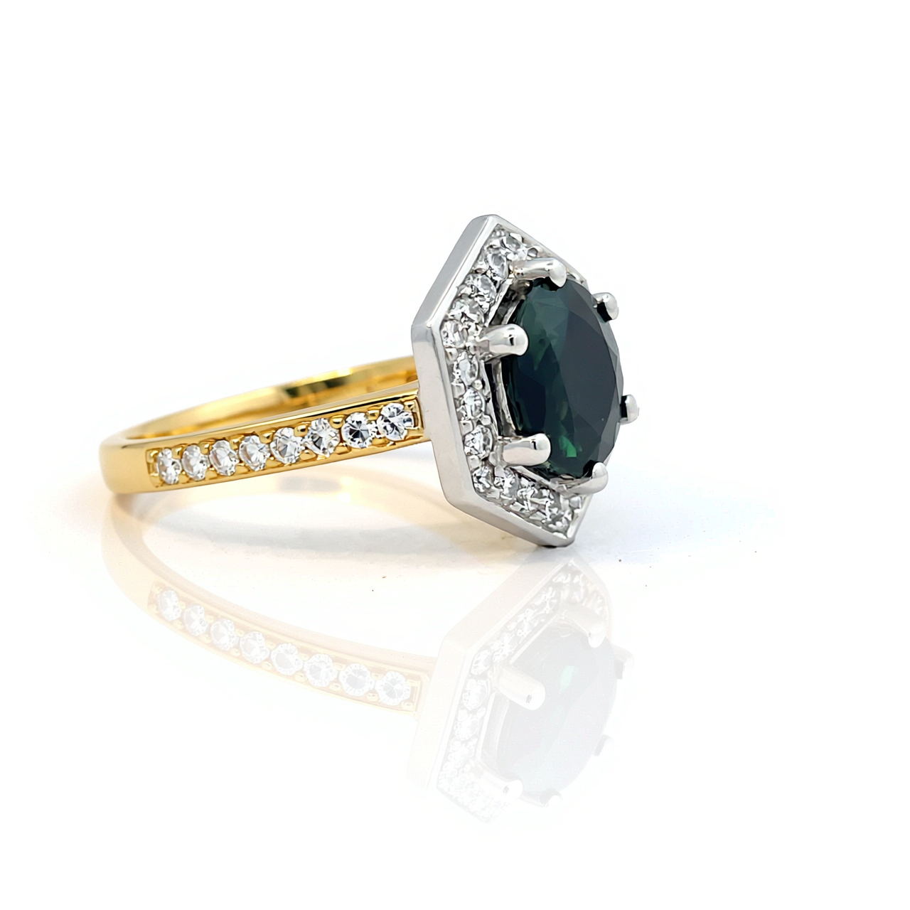 18ct Yellow Gold Parti Sapphire & Diamond Ring