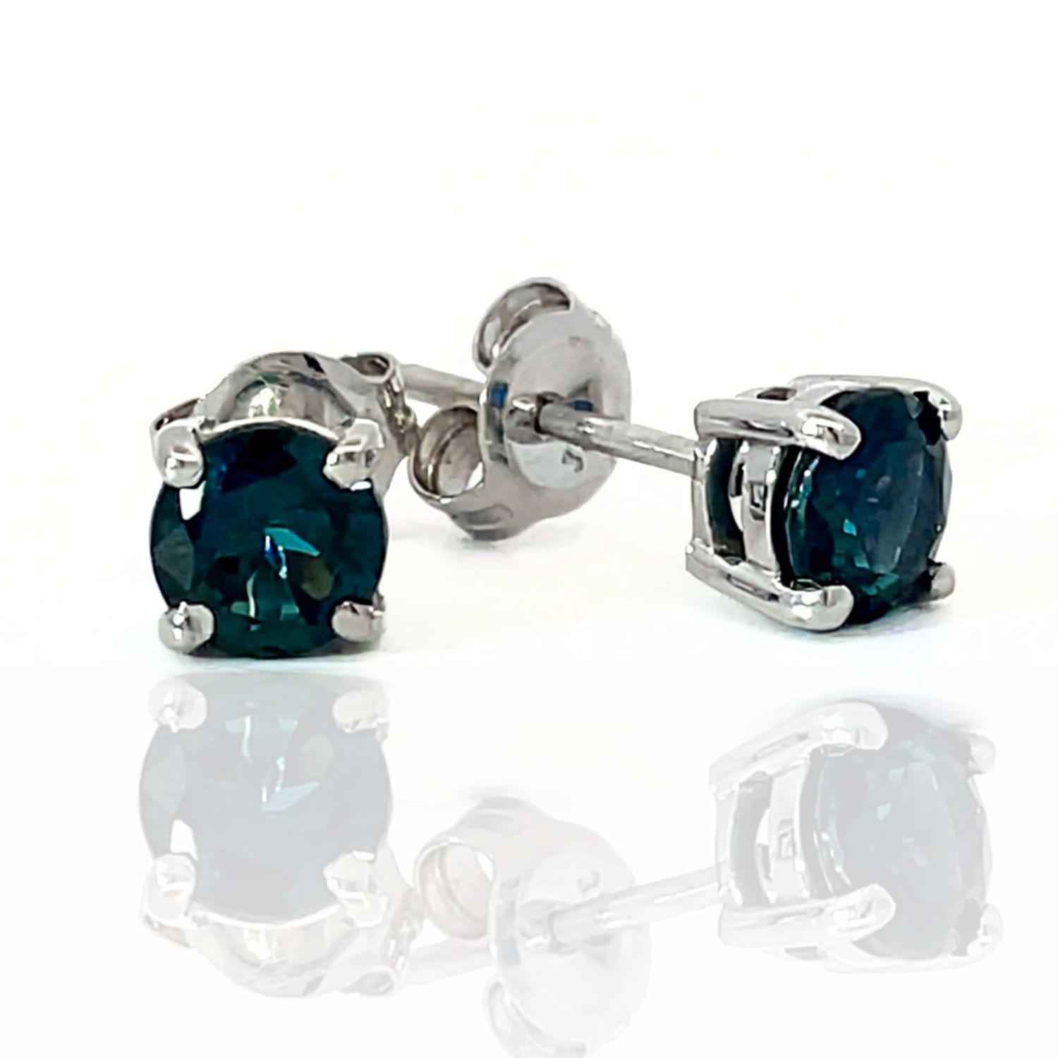 9ct White Natural Sapphire Stud Earrings