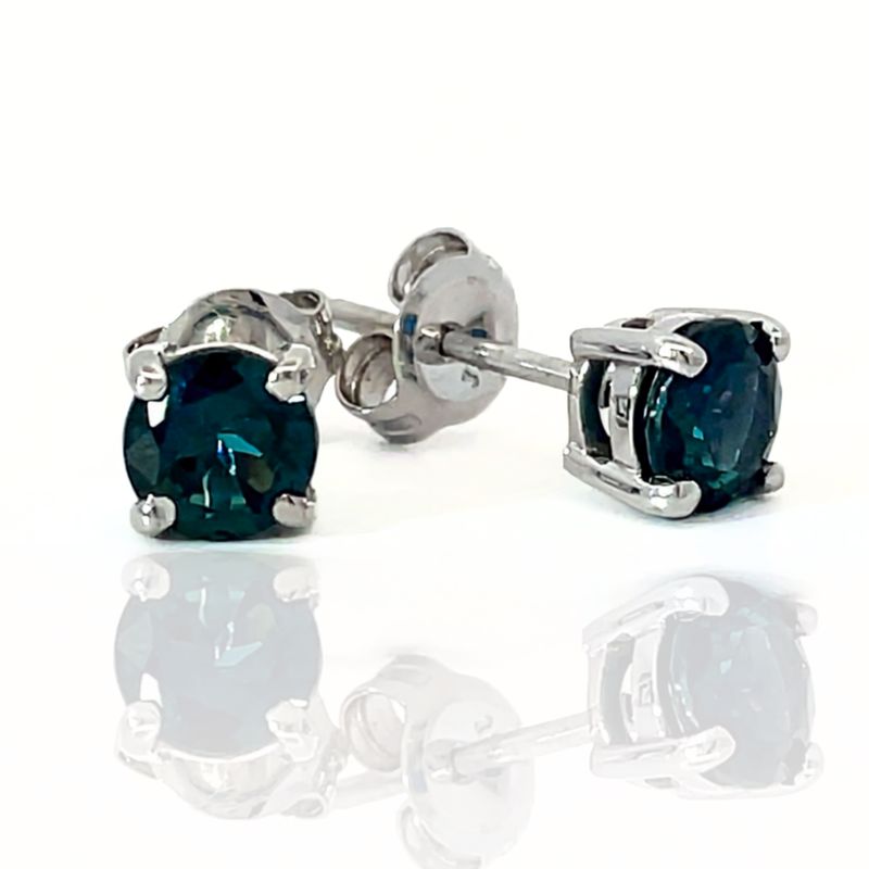 9ct White Natural Sapphire Stud Earrings