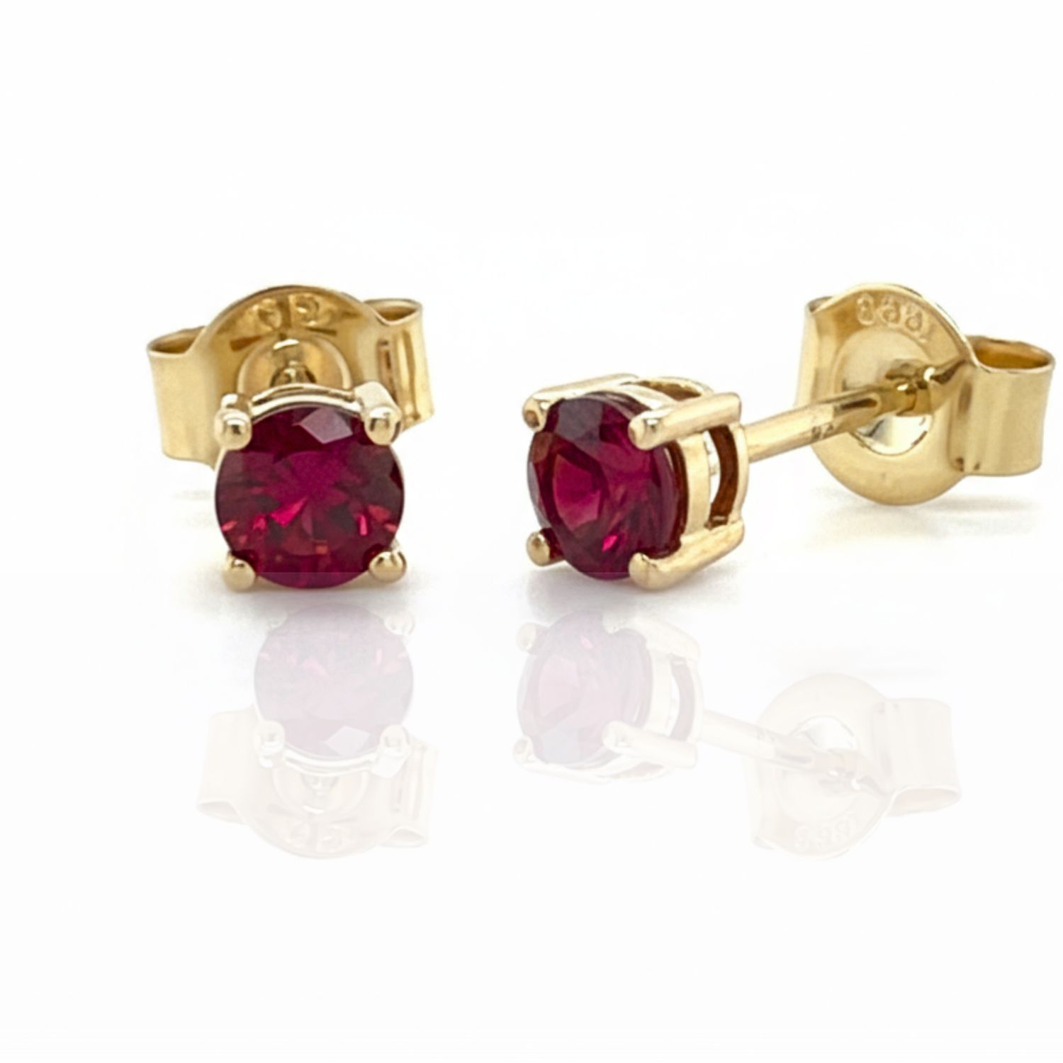 9ct Yellow Natural Ruby Stud Earrings