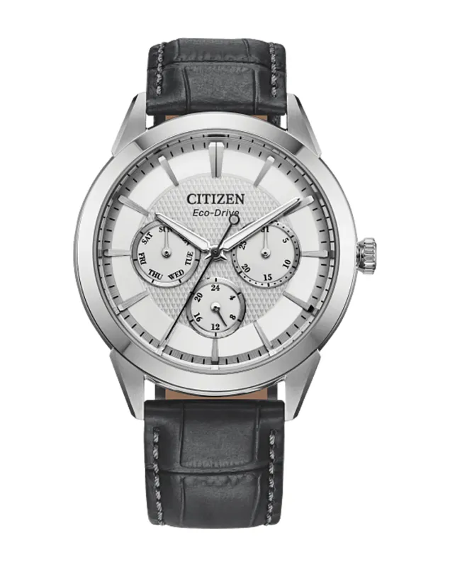 Citizen Eco-Drive Multi-Function Black Leather Watch BU2110-01A