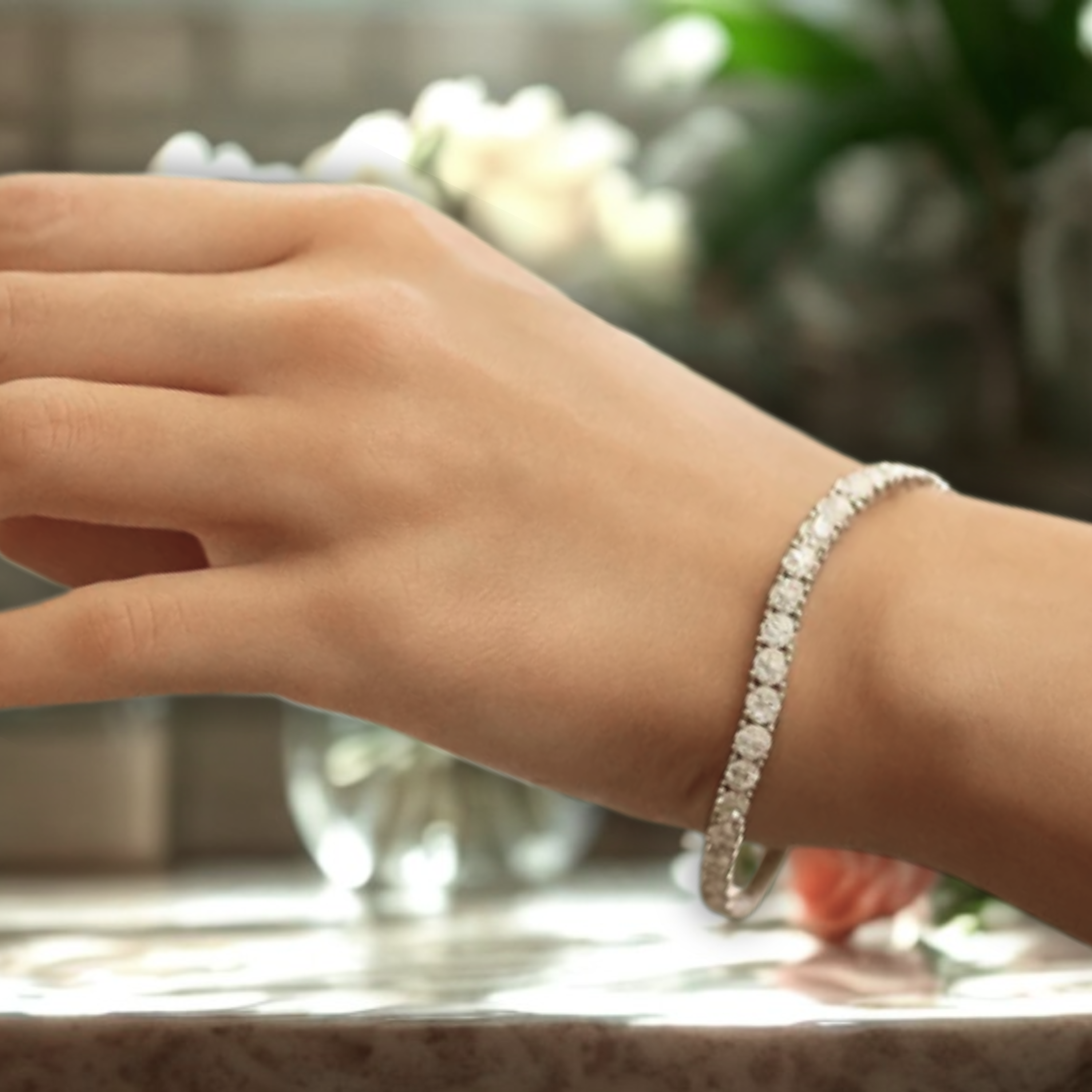 18ct White Gold LAB Tennis Bracelet (62=4.97cts)