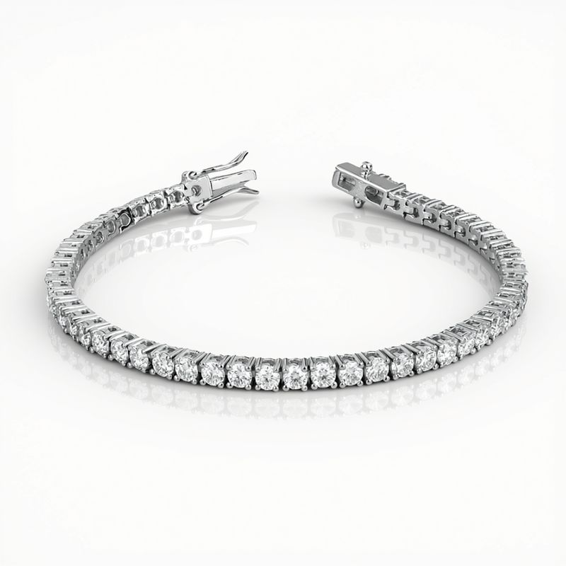 9ct White Gold LAB Tennis Bracelet (TDW = 6.00cts)