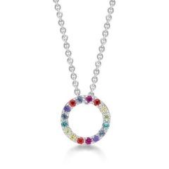 Sterling Silver Rainbow CZ Necklace