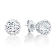 Sterling Silver CZ Rubover Stud Earrings Sterling Silver CZ Rubover Stud Earrings