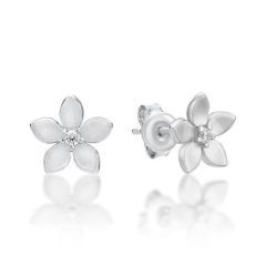 Sterling Silver CZ Flower Stud Earrings