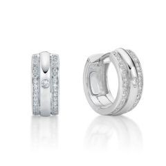 Sterling Silver Wide CZ Huggie Earrings