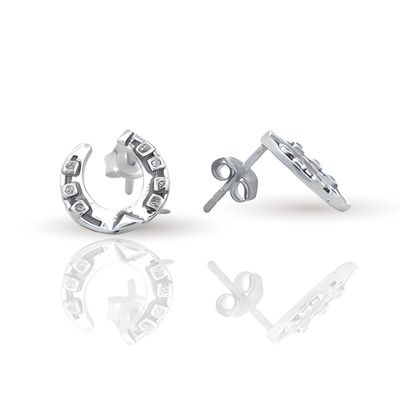 Sterling Silver Horse Shoe & CZ Earrings Sterling Silver Horse Shoe & CZ Earrings