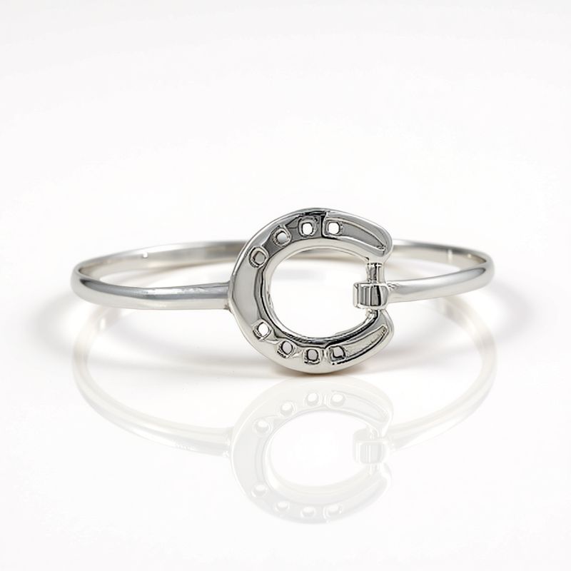 Sterling Silver Polished Horse Shoe Bangle