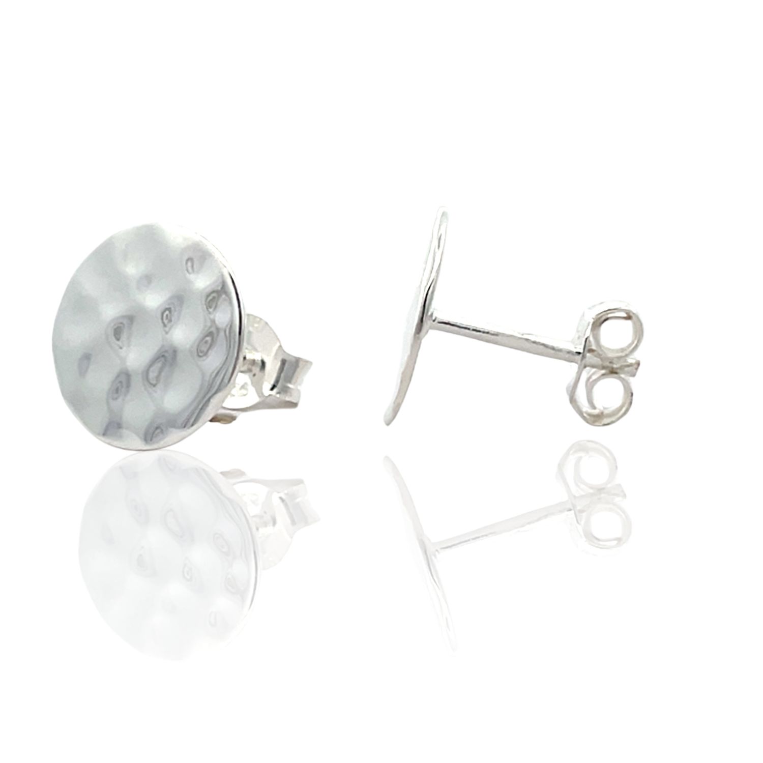 Sterling Silver Hammered Disc Earrings