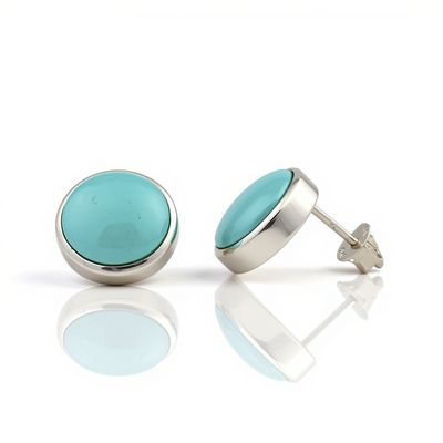 Sterling Silver Turquoise Earrings-12mm Sterling Silver Turquoise Earrings-12mm