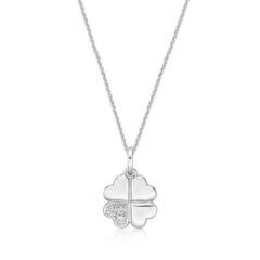 Sterling Silver CZ Shamrock Necklace