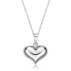 Sterling Silver 18mm Puff Heart Necklace