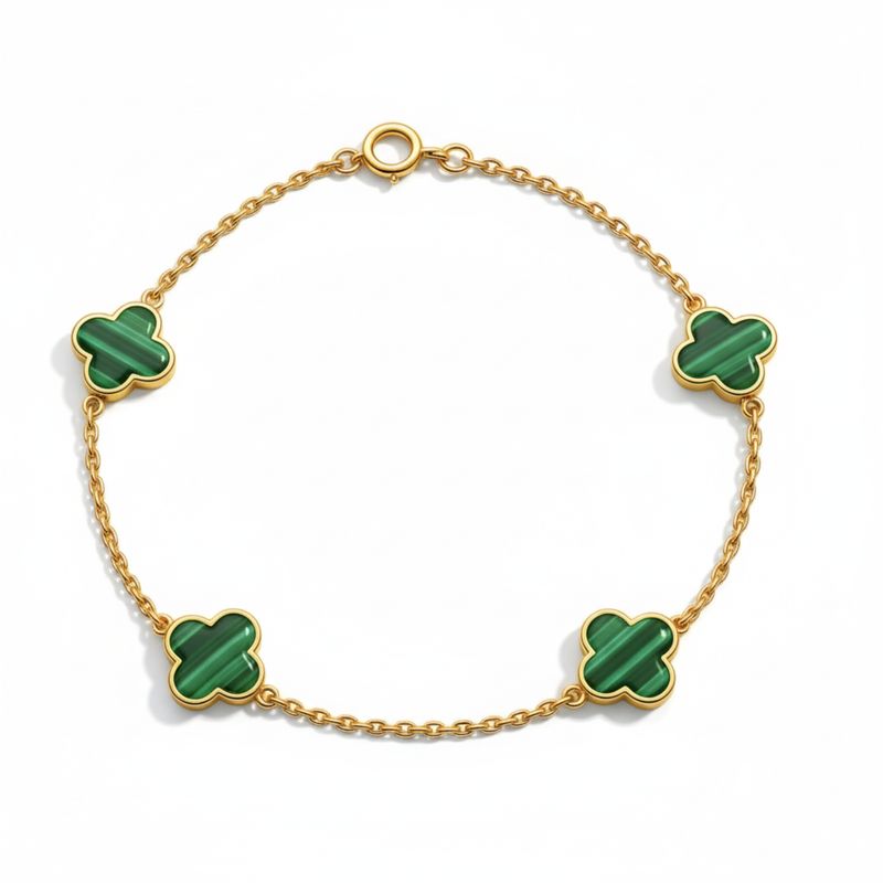9ct Yellow Gold Malachite Bracelet