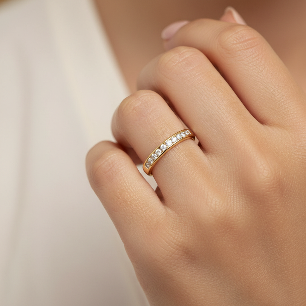 18ct Yellow Gold LAB Diamond Channel Set Ring