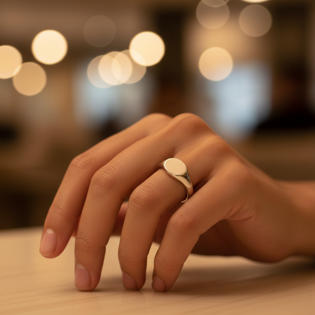 Sterling Silver Flat Oval Top Signet Ring