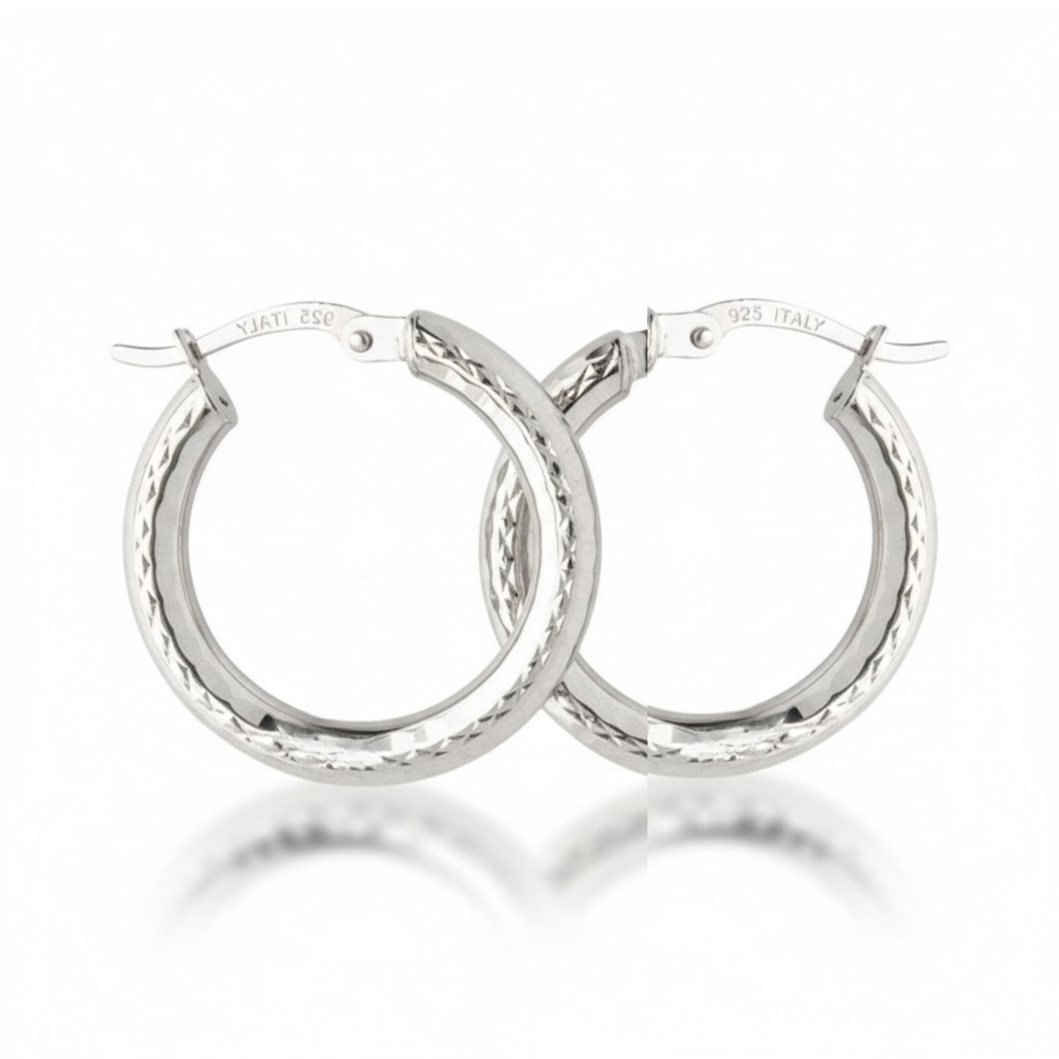 9ct White Gold Silver Bonded Hoops 9ct White Gold Silver Bonded Hoops